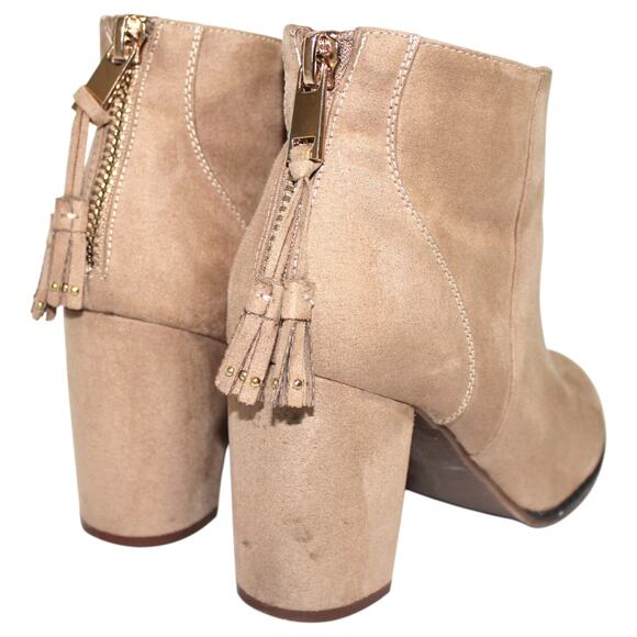 Taupe / Nude Block Heel Suede Booties Women's 9 - Picture 4 of 5